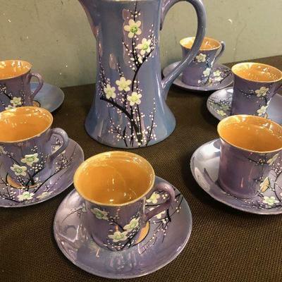 #248 Nippon Lusterware Hot Chocolate  Set Hand Painted 