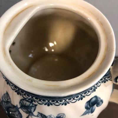 #269 Blue Transferware Tea Pot w/ Cozy 