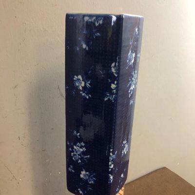 #270 Square Ceramic Blue Vase 