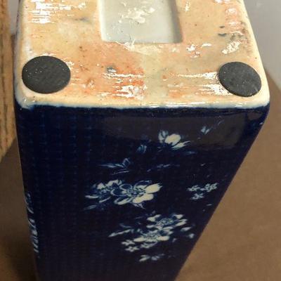 #270 Square Ceramic Blue Vase 