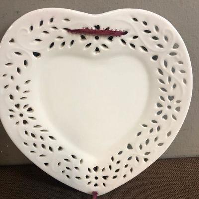 #274 (2)Heart Shaped platters with lace edge