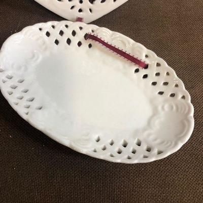 #274 (2)Heart Shaped platters with lace edge