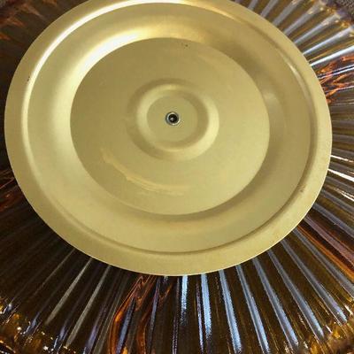 #276 Amber Glass Divided Servicing Dish w/Lazy Susan  