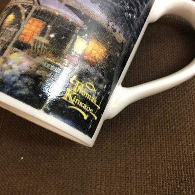#277 (7) Holiday themed Coffee Mugs 1 is Thomas Kinkade 