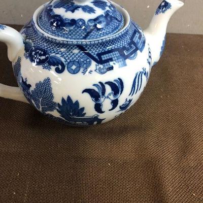 #286 Asian Tea Pot Blue Transferware 