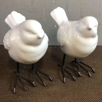 #291 Ceramic Sparrows with metal legs 