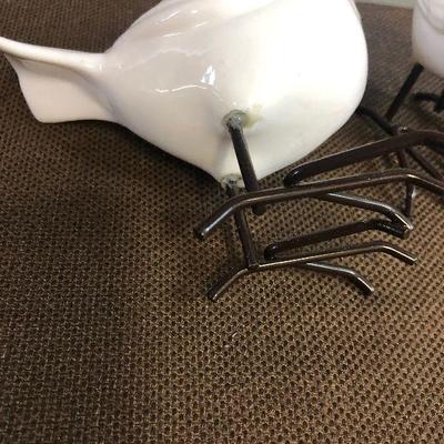 #291 Ceramic Sparrows with metal legs 