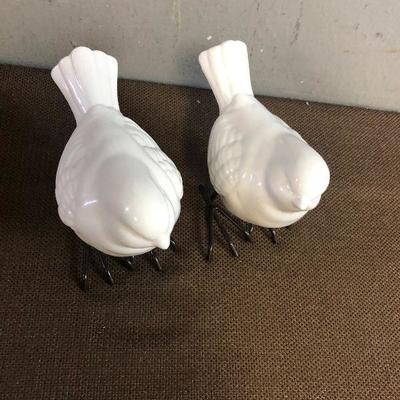 #291 Ceramic Sparrows with metal legs 