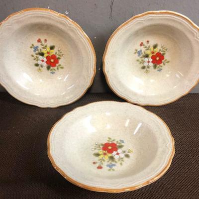 #294 3  Flower Dessert Stoneware