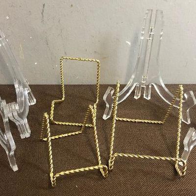 #296 Lot A is Group of Plastic and Metal Plate Stands
