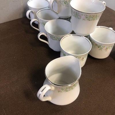 #301 China Cups (10) Sugar and Creamer