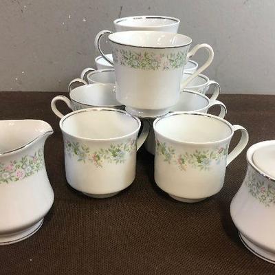#301 China Cups (10) Sugar and Creamer