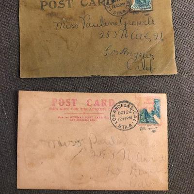 #306 2 LEATHER Cherry and Poppy Postcards