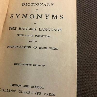 #313 Dictionary of Synonyms hand Dated 1916 