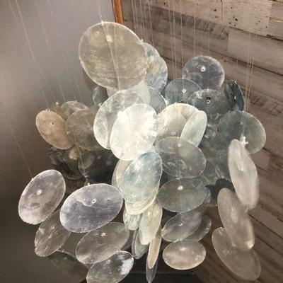 #316 Wind Chime Blue Shell Mobil - Midcentury 