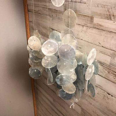 #316 Wind Chime Blue Shell Mobil - Midcentury 