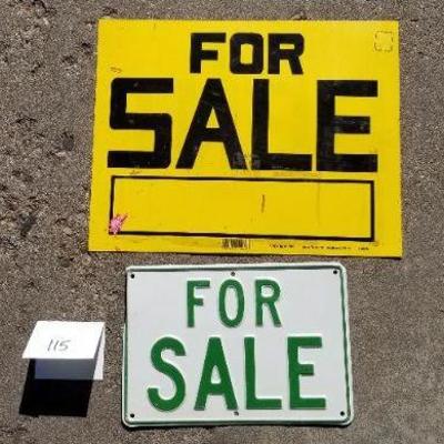 LOT #115: (2) For Sale Signs - Yellow is Double Sided
