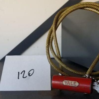 LOT #120: Vintage Red YALE Bicycle Security Cable Lock w/ Key
