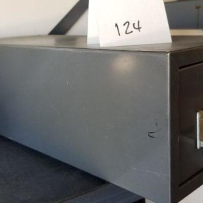 LOT #124: Large Metal Recipe Cabinet FULL