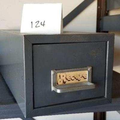 LOT #124: Large Metal Recipe Cabinet FULL
