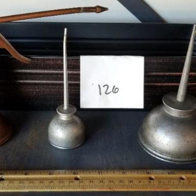 LOT #126: (3) Vintage Oil Cans and Metal Container