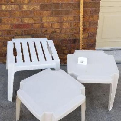 LOT #166: (3) Assorted Plastic Patio Tables