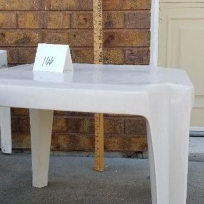 LOT #166: (3) Assorted Plastic Patio Tables