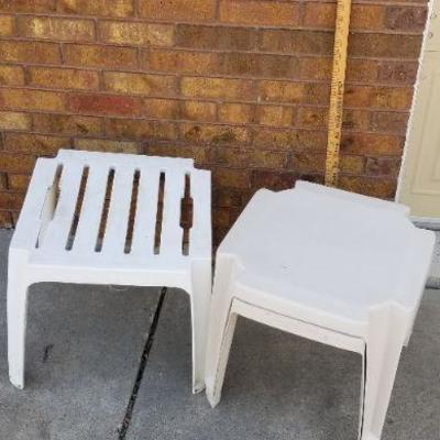 LOT #166: (3) Assorted Plastic Patio Tables
