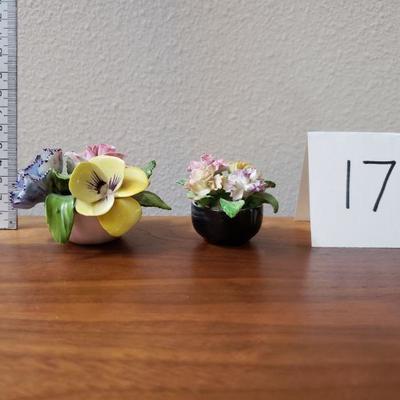 Lot 173: (2) Small Porcelain Flower Arrangement 