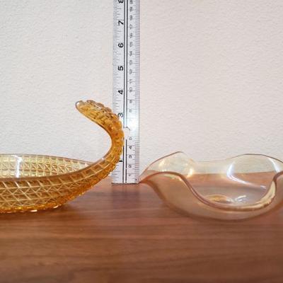 Lot 174: (2) Mid Century Yellow Glass Dishes