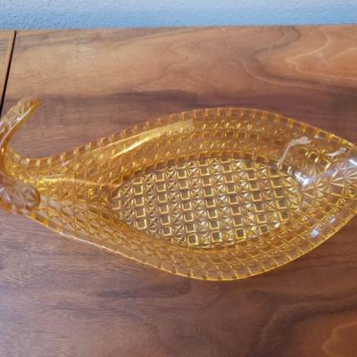 Lot 174: (2) Mid Century Yellow Glass Dishes
