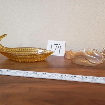 Lot 174: (2) Mid Century Yellow Glass Dishes