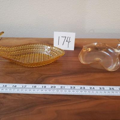 Lot 174: (2) Mid Century Yellow Glass Dishes