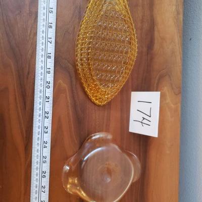 Lot 174: (2) Mid Century Yellow Glass Dishes