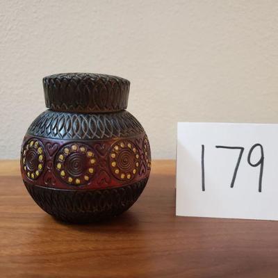Lot 179: Mid Century Carved Wood Ginger Jar- Made in Poland