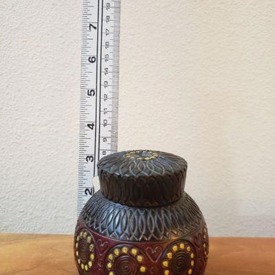 Lot 179: Mid Century Carved Wood Ginger Jar- Made in Poland