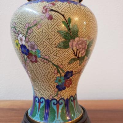 Lot 180: Large Vintage Cloisonne Vase with Stand