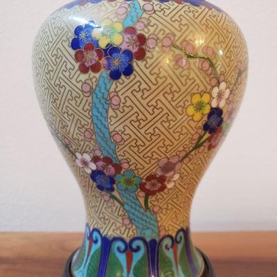 Lot 180: Large Vintage Cloisonne Vase with Stand