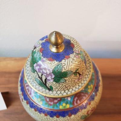 Lot 180: Large Vintage Cloisonne Vase with Stand