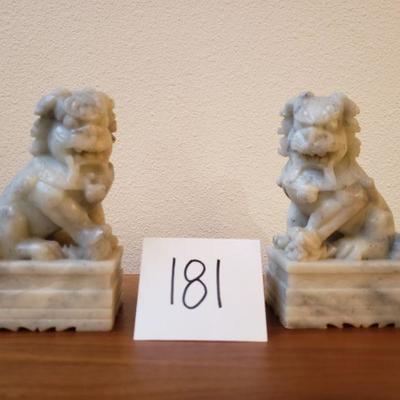 Lot 181: Vintage Soapstone Foo Dog Book Ends