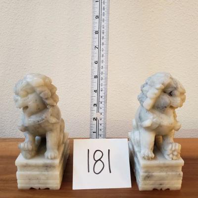 Lot 181: Vintage Soapstone Foo Dog Book Ends