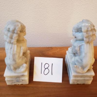 Lot 181: Vintage Soapstone Foo Dog Book Ends