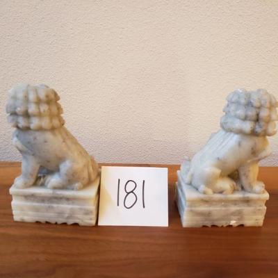 Lot 181: Vintage Soapstone Foo Dog Book Ends
