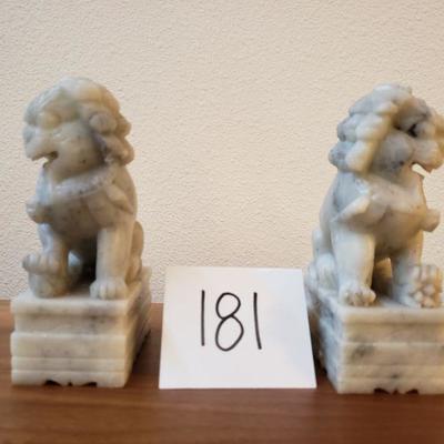 Lot 181: Vintage Soapstone Foo Dog Book Ends