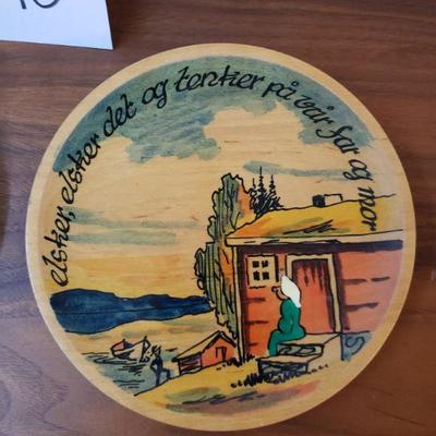 Lot 198: (2) Hand painted Wood Plates