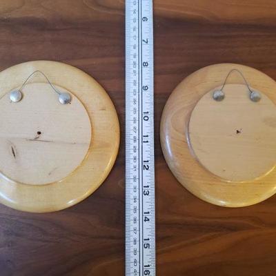 Lot 198: (2) Hand painted Wood Plates