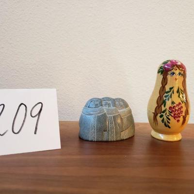 Lot 209: Russian Nesting Dolls and USSR Carved Stone Sculpture 