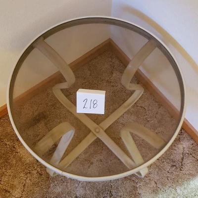 Lot 218: Vintage Indoor Outdoor Glass Top Table