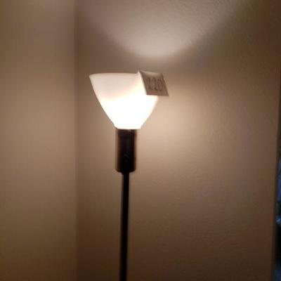 Lot 220: Mid Century Teak and Brass Floor Lamp