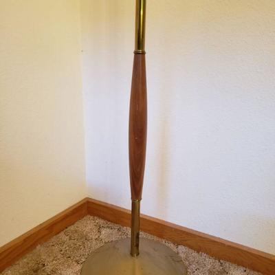Lot 220: Mid Century Teak and Brass Floor Lamp